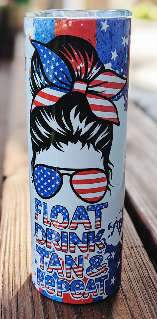 Float, Tan, Drink Patriotic 20 oz Tumbler