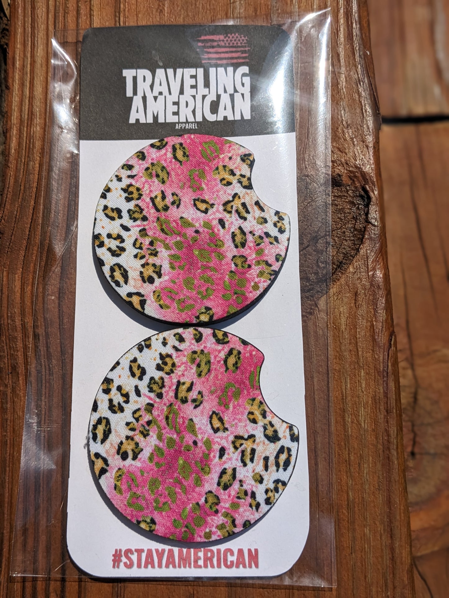 Pink Leopard Car Coasters